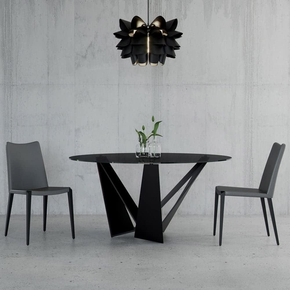 Silla de comedor moderna Jordan en cuero sintético gris oscuro y base de acero