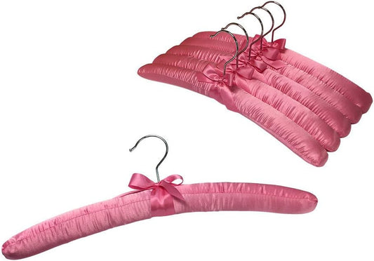 6 perchas acolchadas de satén liso rosa de 15 pulgadas de largo para vestido,...