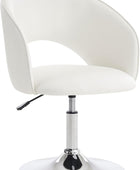 Furnimart Silla de tocador de cuero blanco, silla de acento ajustable en altura...