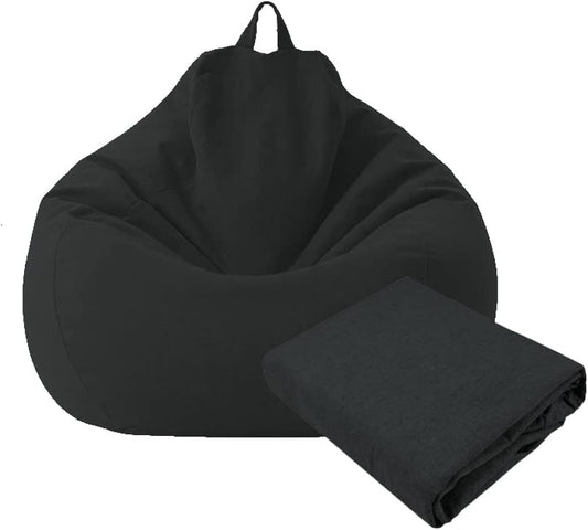 Sillas grandes y pequeñas para sofás sin relleno, de tela de lino, puf, puff