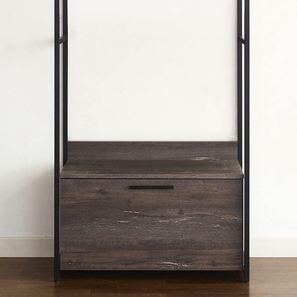 Armario de madera y metal con un cajón, para sala de estar, dormitorio, gris