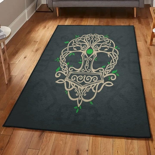 Alfombra vikinga para dormitorio, sala de estar, alfombra artística vikinga...