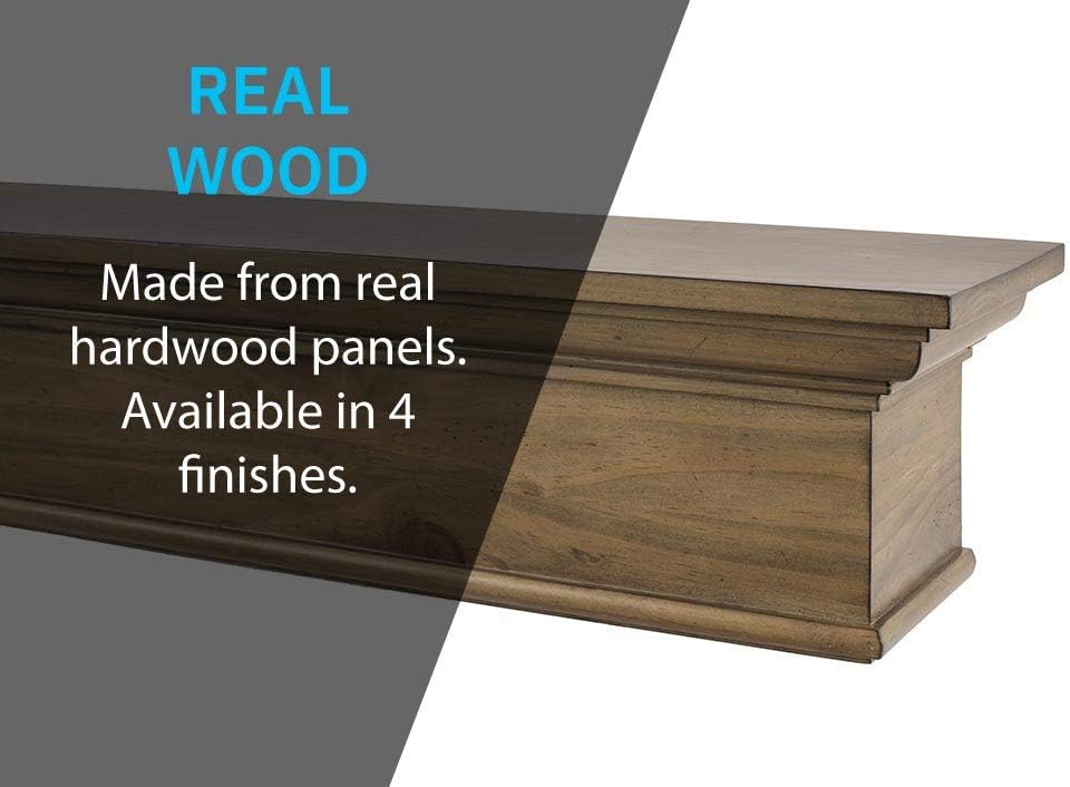 MANTELSDIRECT Estante de madera flotante de 60 pulgadas con chimenea en ceniza...