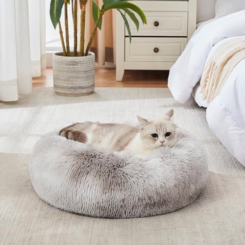 WESTERN HOME WH Cama calmante para perros y gatos, cama redonda suave y...