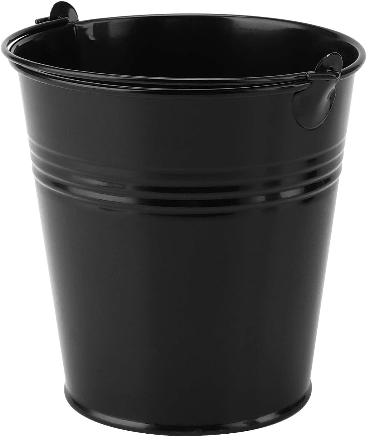 Paquete de 15 cubos negros pequeños galvanizados, cubos de metal con asa, cubo