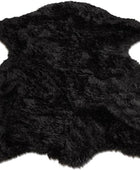 Alfombra de piel sintética suave y sedosa, 2 x 4 pies, alfombra negra esponjosa...