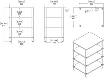 AVF AKS604BB-A - Soporte de 4 estantes para audio, TI u oficina en casa....