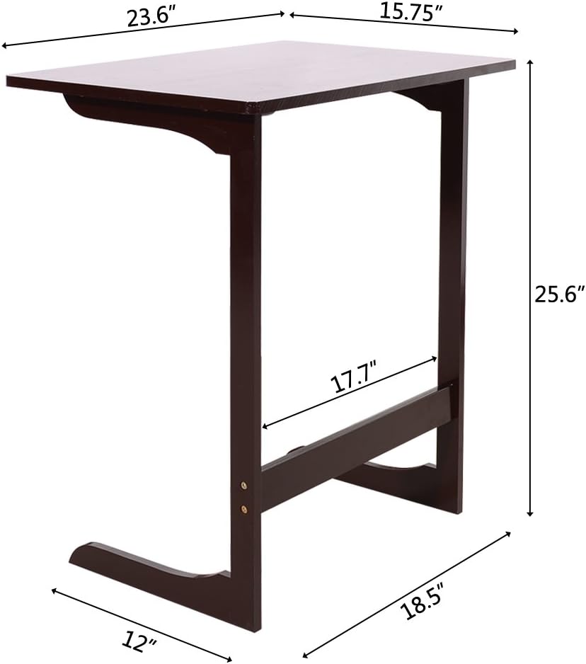 Mesa auxiliar de bambú en forma de Z para sofá, mesa auxiliar de TV, mesa