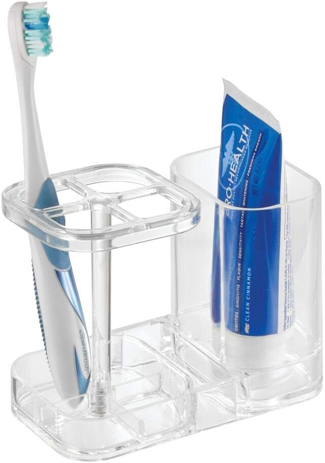InterDesign Med+ - Soporte para cepillo de dientes dividido de plástico sin...