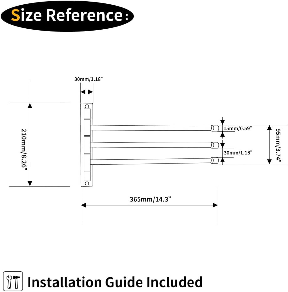 GERZWY Toallero de baño Swing Out Towel Bar SUS 304 Acero Inoxidable Baño...