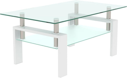 Mesa de centro de cristal moderna con almacenamiento para sala de estar con...