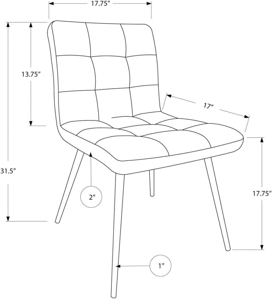 Silla de comedor de 2 piezas de metal cromado con aspecto de cueronegro, 32