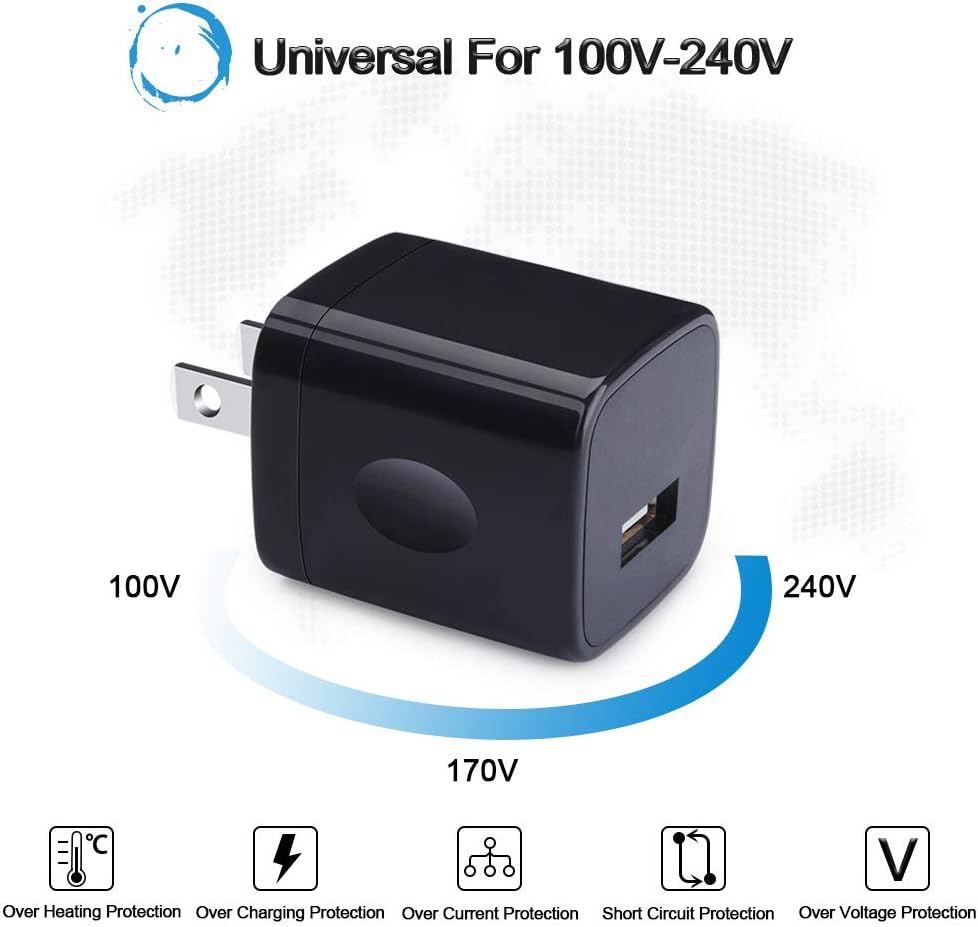 Cubo de cargador de pared, enchufe USB de 1A5 V, paquete de 3 unidades de...