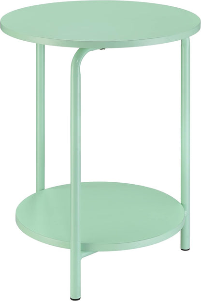 OSP Home Furnishings Elgin - Mesa redonda de metal con 2 estantes, color menta