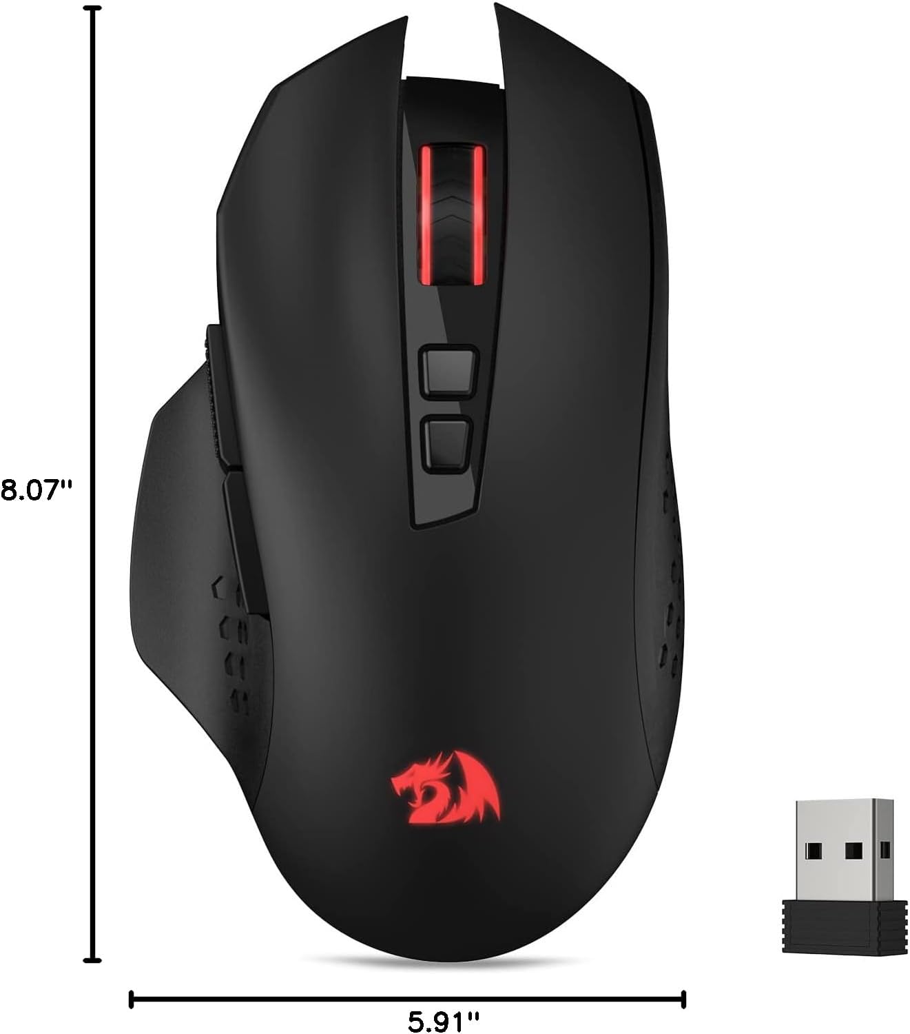 Redragon M656 Gainer - Mouse inalámbrico para juegos, 4000 DPI 2.4Ghz Gamer...