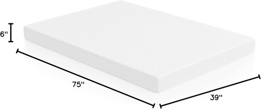 HOMES Zinne Colchón individual de espuma viscoelástica de gel de 6 pulgadas