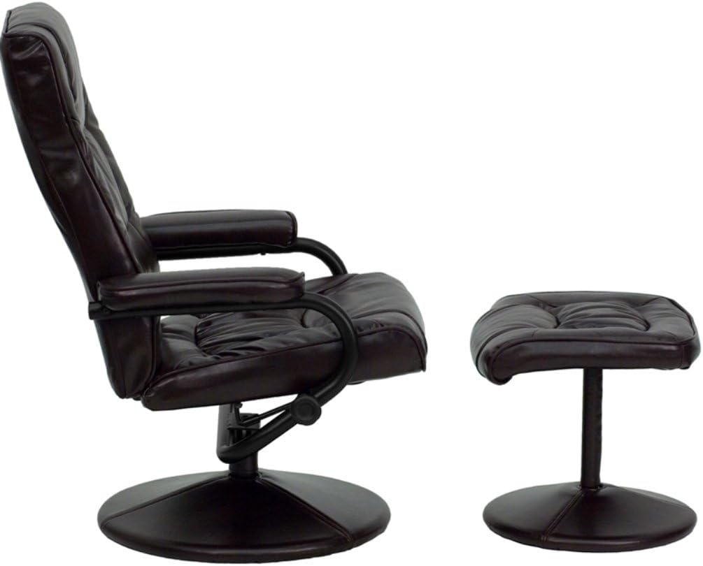 Flash Furniture SillónOtomano reclinable, color negro, de piel, con base...