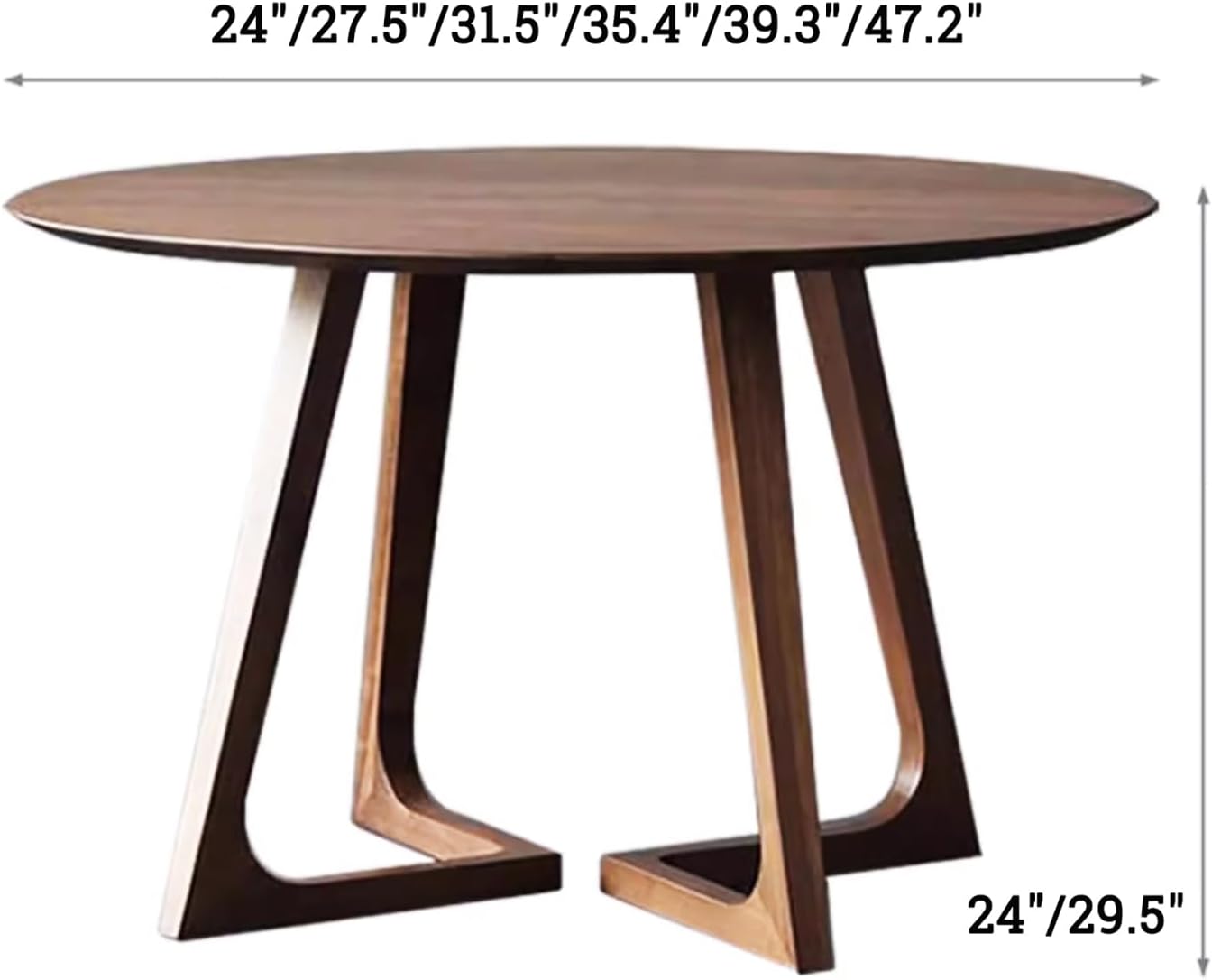 Mesa de comedor moderna de mediados de siglo, mesas redondas de madera maciza