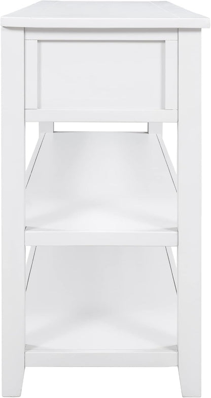Knocbel Mesa consola con 3 cajones y 2 estantes de capas, mesa de sofá retro de