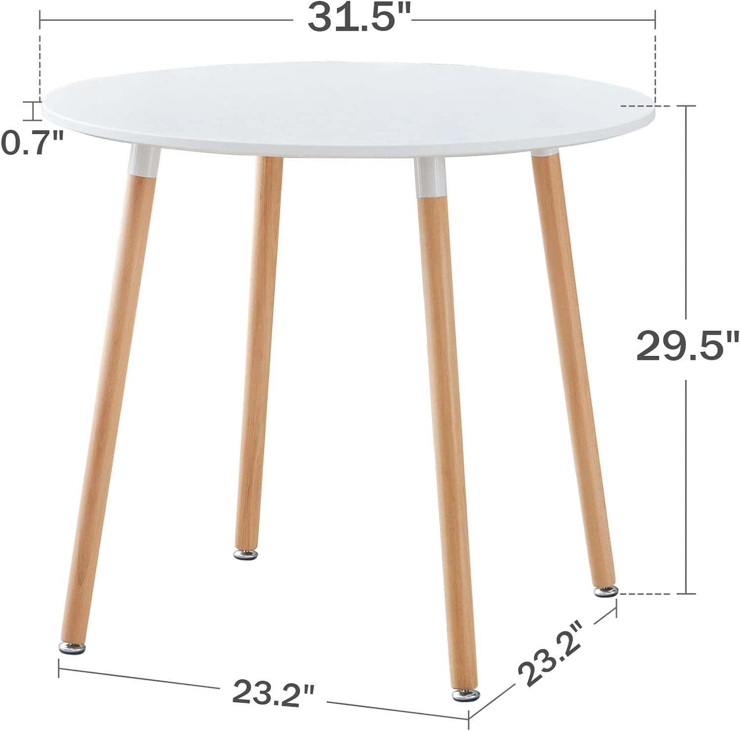 Mesa de comedor blanca redonda para 2-4 personas, mesa de comedor de 31.5