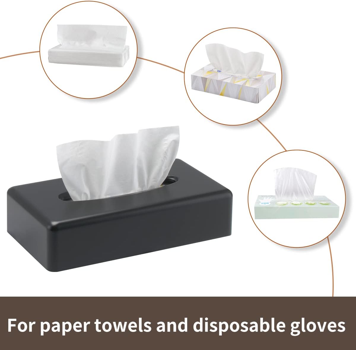 Funda para caja de pañuelos, dispensador rectangular negro montado en la pared,...