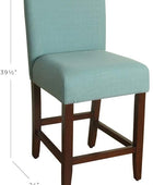 HomePop Taburete de bar tapizado, 24 pulgadas, aguamarina con textura clara