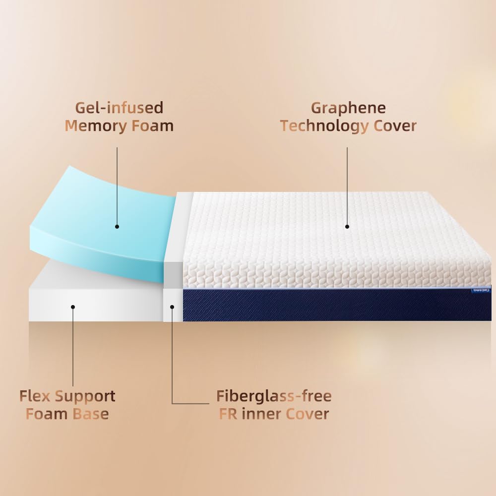 Twin XL Mattress,6 Inch Memory Foam Mattress in a Box,Cool Gel-Infusion for