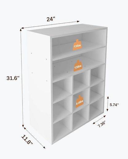 Zapatero apilable de madera con 9 cubos, organizador de zapatos de madera de 5