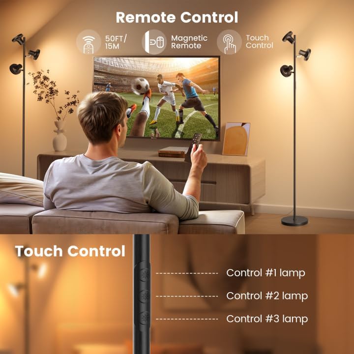 Lámpara De Pie LED De 36 W, Moderna Lámpara De Pie Regulable Con Control Remoto Y Táctil
