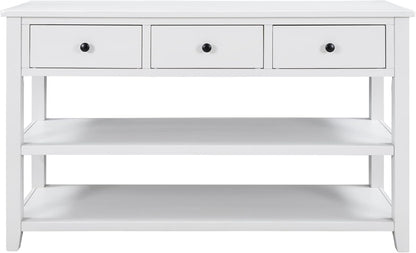 Knocbel Mesa consola con 3 cajones y 2 estantes de capas, mesa de sofá retro de