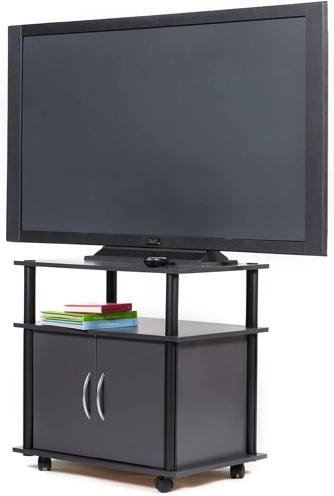 Home Basics Soporte de TV pequeño aglomerado y PVC con almacenamiento de 24...