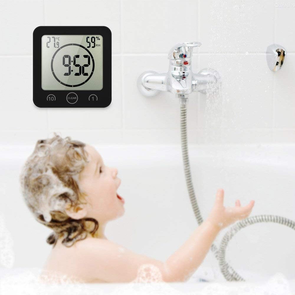 Reloj digital de pared para ducha de baño con alarma, resistente al agua para...