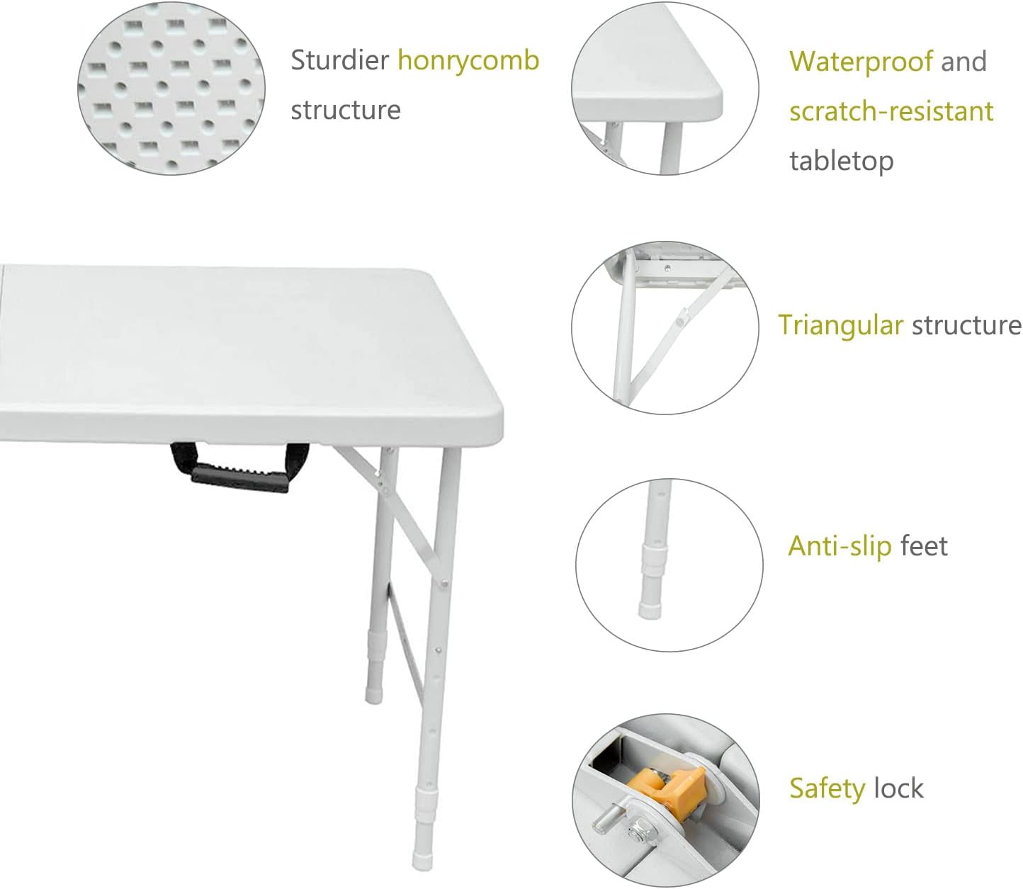 Mesa plegable de plástico portátil de 4 pies6 pies8 pies, mesa de comedor de