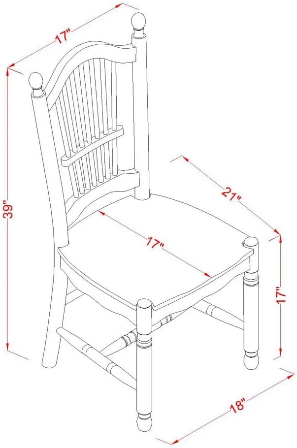 DOC-LWH-W Dover Sillas de comedor de madera con respaldo de listón, juego de 2,