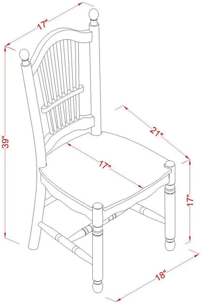 DOC-LWH-W Dover Sillas de comedor de madera con respaldo de listón, juego de 2,