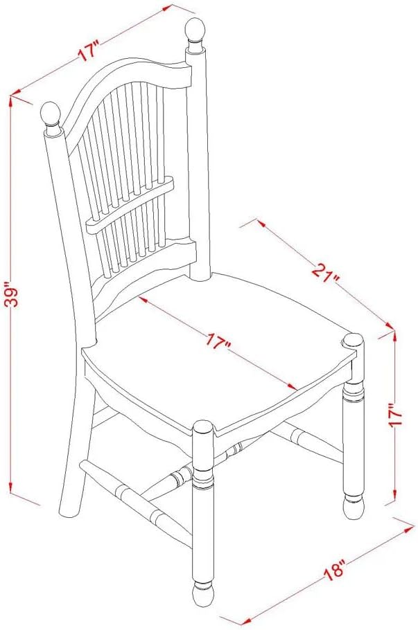 East West Furniture DOC-LWH-W Dover - Sillas de comedor de madera con respaldo...