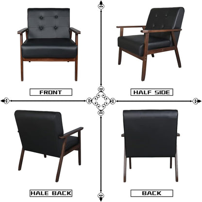 Moderno sofá de madera de cuero de un solo asiento, sillón decorativo de