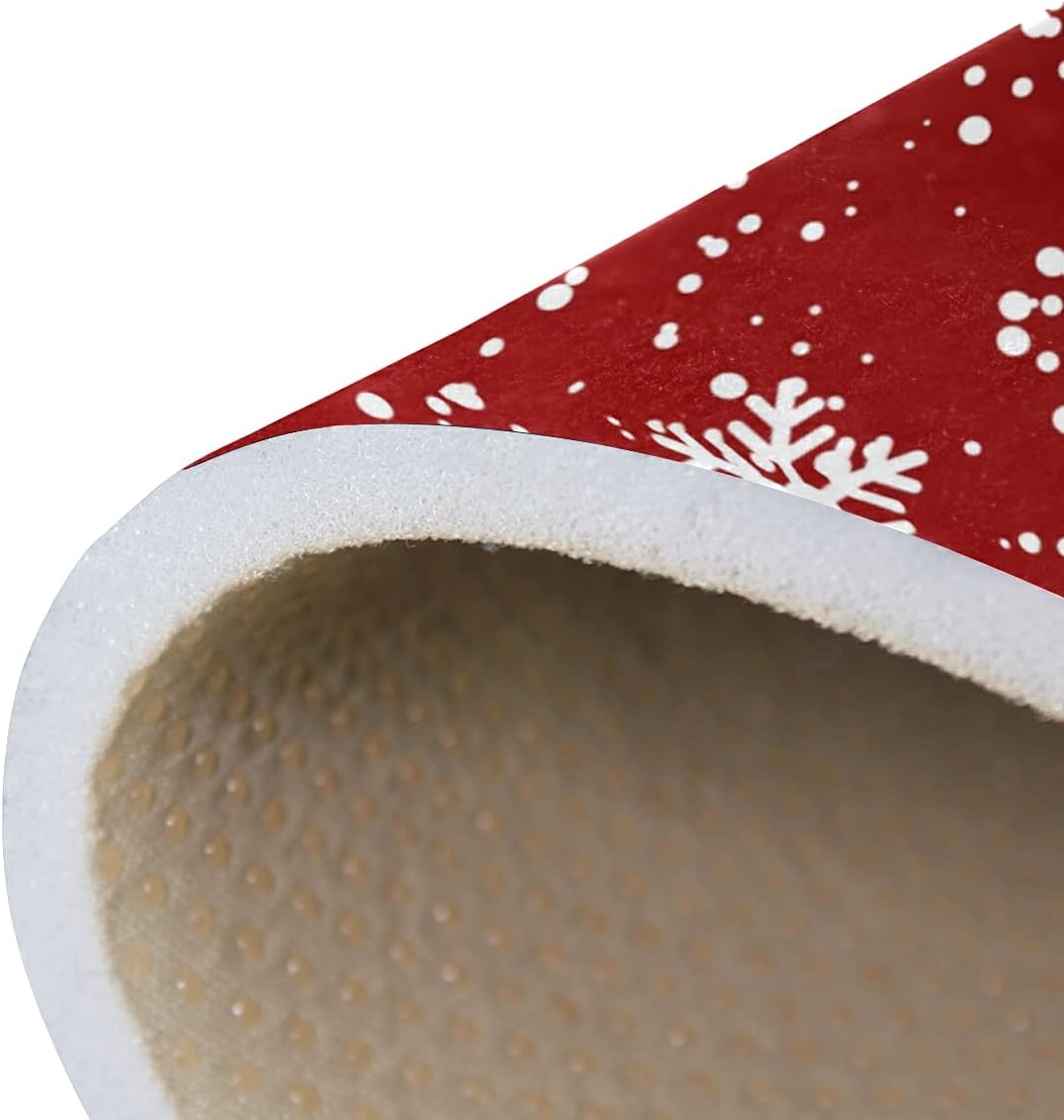 ALAZA Alfombra romántica de Navidad con copos de nieve roja antideslizante de 5...