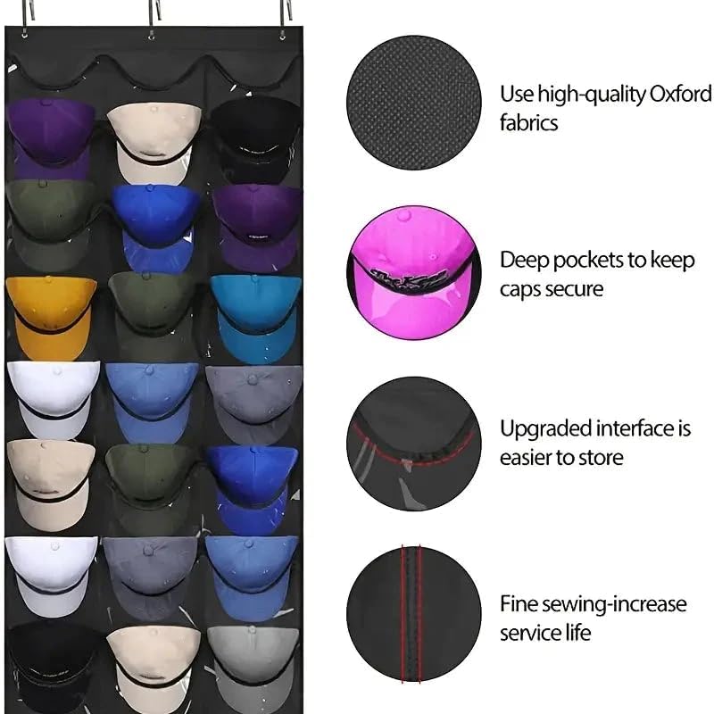 Hygge+ - Organizador de sombreros y ropa, paquete de 3, bolsillos transparentes...