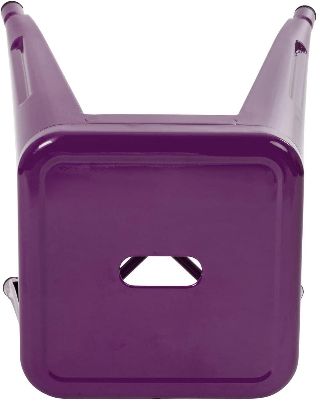 Taburete de metal para mesa de comedor, taburete de grado comercial Kai morado