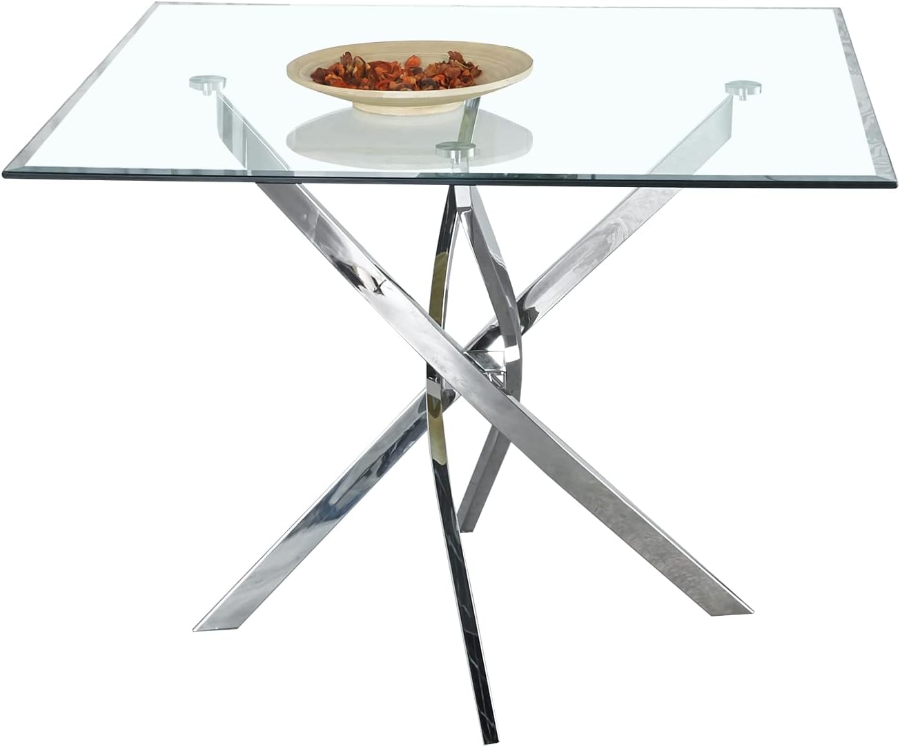 Mesa de comedor cuadrada de vidrio de 36 pulgadas, moderna mesa de cocina