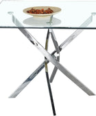 Mesa de comedor cuadrada de vidrio con mesa de vidrio templado, patas de acero