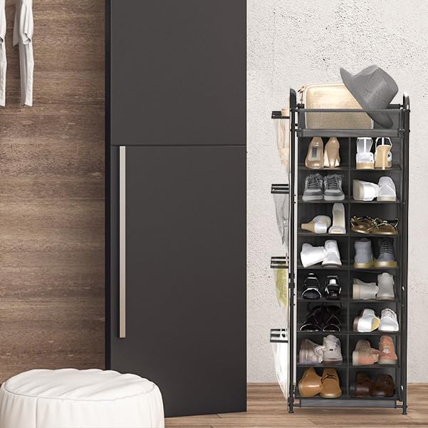 Simple Houseware Soporte para zapatos con bolsillos laterales para colgar ...