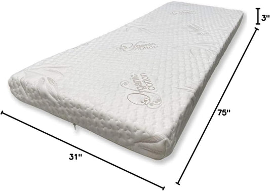 Foamma Colchón de espuma viscoelástica de gel de 3 pulgadas para cama plegable,