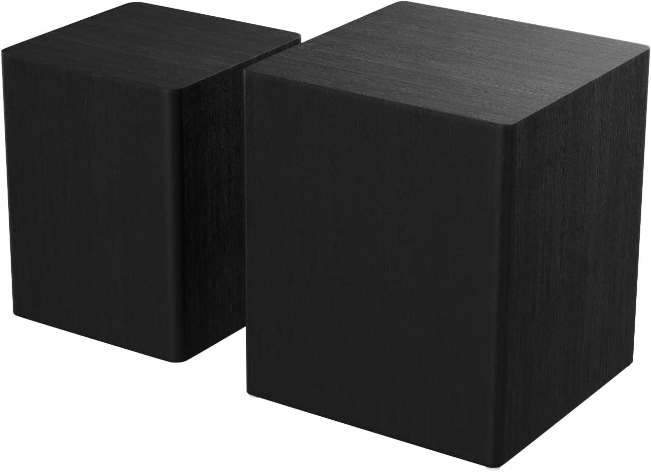 WILLIAMSPACE Juego de 2 mesas de centro anidables negras, mesa moderna de...