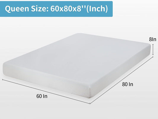 Colchón de espuma viscoelástica con gel, 8 pulgadas, tamaño queen, con