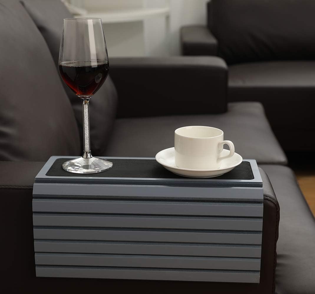 GEHE Mesa de brazo para sofá, bandeja de sofá flexibleplegable, mesa de brazo...