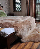HUAHOO Alfombra de piel de oveja auténtica, cuatro alfombras de piel de oveja...