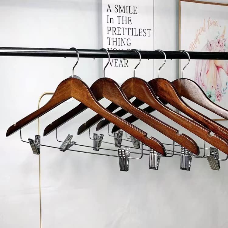 Paquete de 10 perchas de madera para trajes, faldas, perchas con clips, perchas...