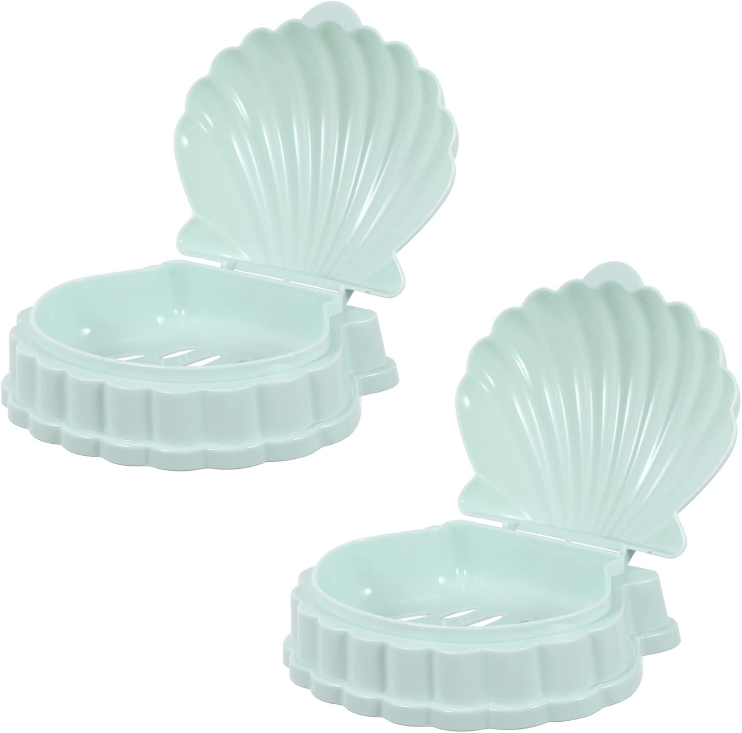 2 bandejas de jabón con forma de concha de mar, jaboneras de plástico para...
